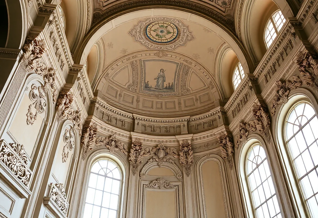 Elegant interior detail of a historic building with ornate architectural features