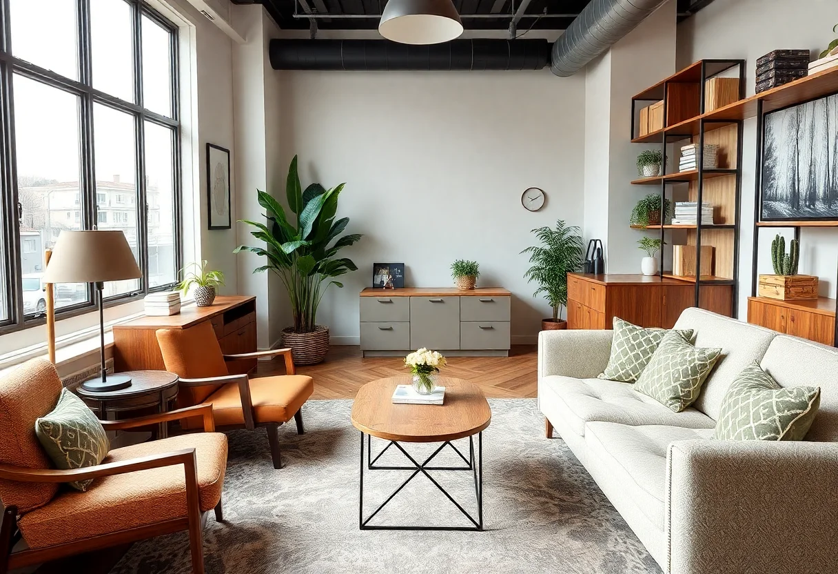 Stylish private office with vintage furniture and modern amenities